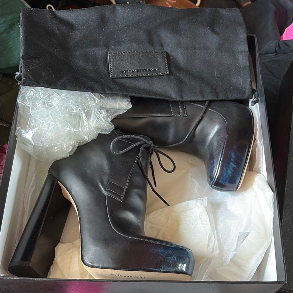 Alexander Wang Black Leather Booties NWT size 39